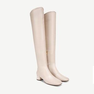 Women Over The Knee Boot, Chalk White Faux Leather, Franco Sarto, Size 7.